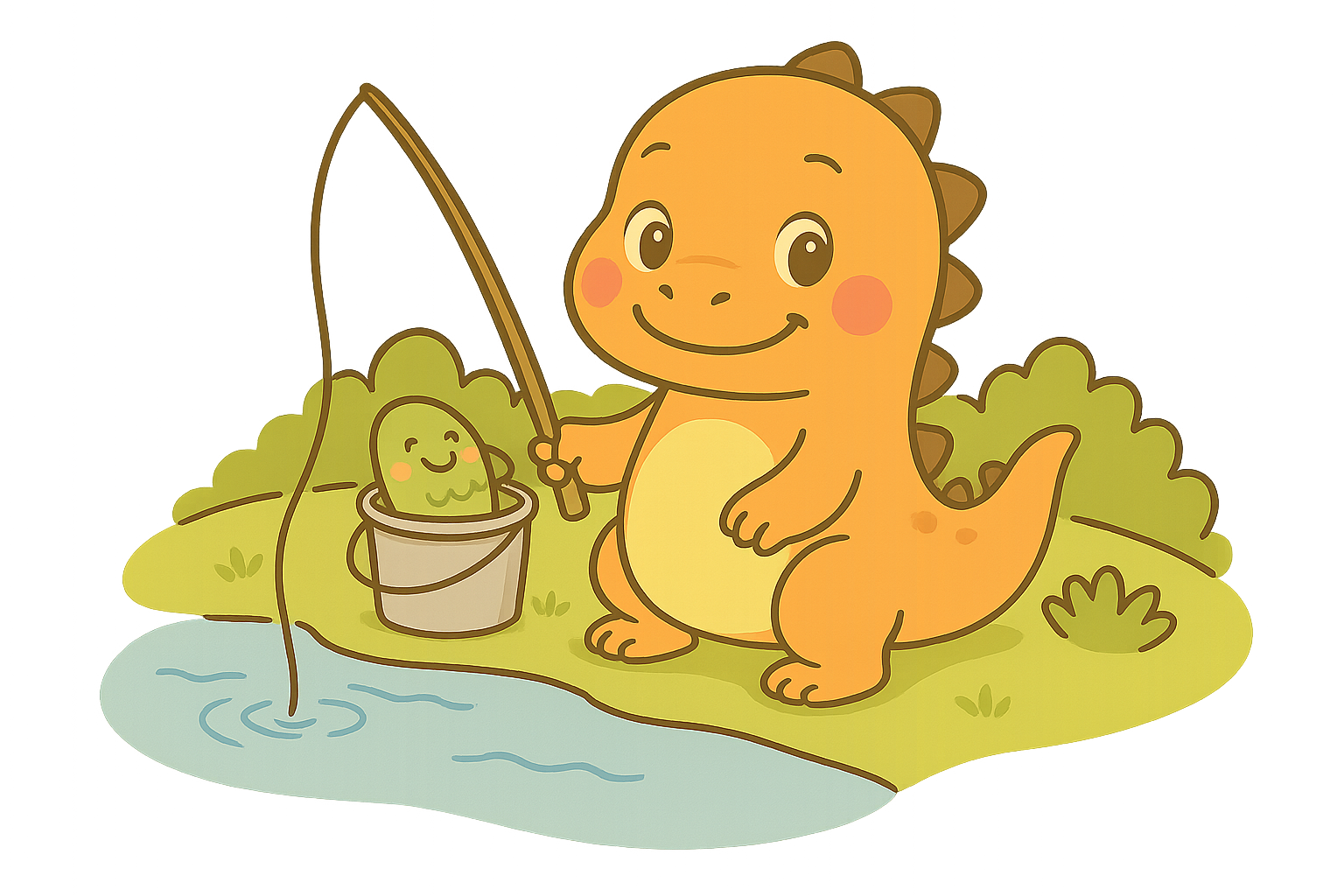 Ralph the dinosaur fishing